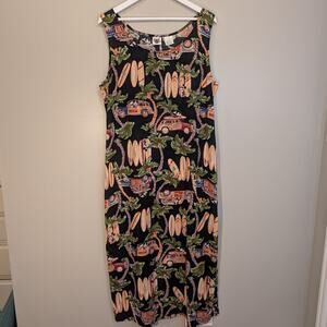 Disney Mickey Mouse Tropical Sundress Maxi Resort Cruise Beach Pool - Size L